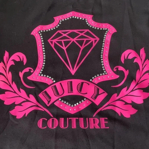 Juicy Couture Sweatshirt Black with hot pink and rhinestones Women’s S Bling - Picture 2 of 11